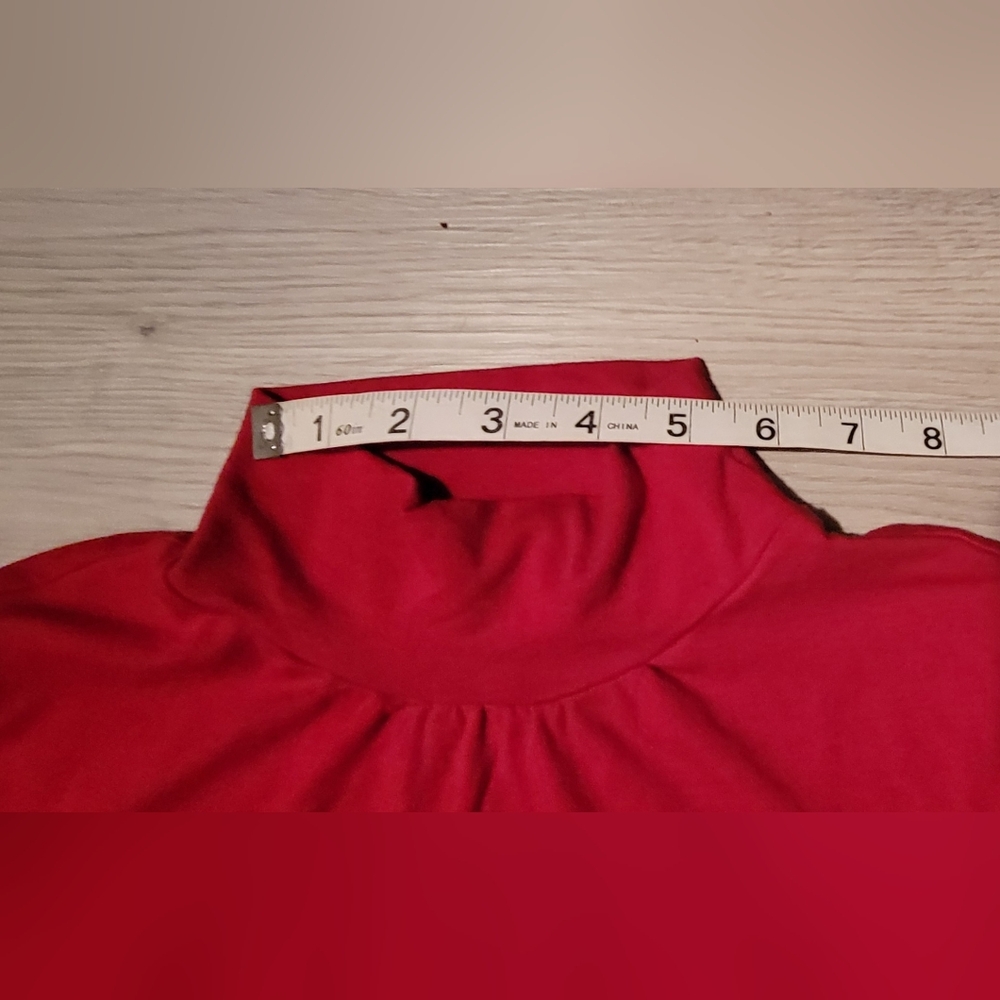 Express Red Cap Sleeve Turtleneck Blouse, Women's Small (S) - Picture 6 of 11